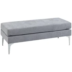 HOMCOM 47.75 Inches End Of Bed Bench, Upholstered Entryway Bench With Double Layer Seat Cushions And Steel Legs, Bedroom Bench -Homcom GUEST eeb20f96 0f9d 47c4 ae45 29a8310a0358