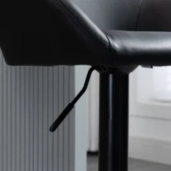 HOMCOM Adjustable Bar Stools Set Of 4, Swivel Barstools With Footrest And Back, PU Leather And Steel Round Base, For Kitchen Counter, Black -Homcom GUEST efd6233f d14e 4a39 aac6 5ec22542f510