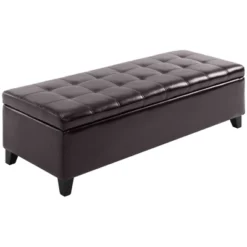 HOMCOM Large 51" Tufted Faux Leather Ottoman Storage Bench For Living Room, Entryway, Or Bedroom -Homcom GUEST f0f2422d 6fdf 409c ad5e 345c4458a36b