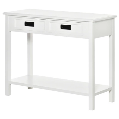 HOMCOM Console Table With 2 Storage Drawers And Open Shelf, Modern Sofa Table For Hallway, Living Room, Or Bedroom, White 3 HOMCOM Console Table With 2 Storage Drawers And Open Shelf, Modern Sofa Table For Hallway, Living Room, Or Bedroom, White - Image 3