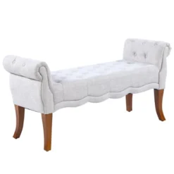HOMCOM Traditional Style Entryway Bed End Shoe Bench With Button Tufted And Rounded Arm For Living Room -Homcom GUEST f304ea38 e077 4946 8172 07c3d1a68b53