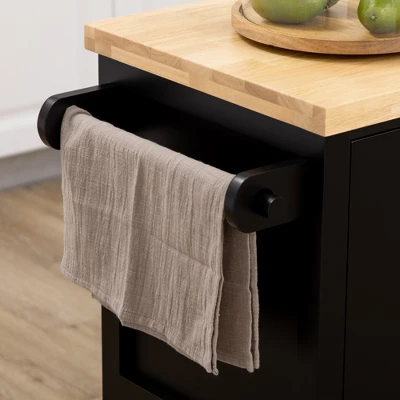HOMCOM Rolling Kitchen Island On Wheels, Utility Serving Cart With Rubberwood Top, Towel Rack, Spice Rack And Storage Cabinet 5 HOMCOM Rolling Kitchen Island On Wheels, Utility Serving Cart With Rubberwood Top, Towel Rack, Spice Rack And Storage Cabinet - Image 5