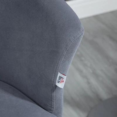 HOMCOM Adjustable Bar Stools Set Of 2, Velvet Kitchen Stool, Upholstered Counter Height Barstool With Swivel Seat, Wing Back, Gray 5 HOMCOM Adjustable Bar Stools Set Of 2, Velvet Kitchen Stool, Upholstered Counter Height Barstool With Swivel Seat, Wing Back, Gray - Image 5