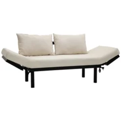 HOMCOM Single Person Chaise Lounger, Modern Sofa Bed With 5 Adjustable Positions, 2 Large Pillows, And Birch Legs -Homcom GUEST f5944ca5 4623 4170 9f3f e2a28889e053