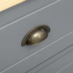 HOMCOM Buffet Cabinet With 3 Storage Drawers And Adjustable Shelves, 2 Door Sideboard With Rubber Wood Top, Coffee Bar For Living Room, Gray -Homcom GUEST f6a41b7d 4267 4e9e 922b 45cc76fc7b79