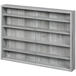 HOMCOM 5-storey Wall Shelf Display Cabinet, Shotglass Display Case With 2 Glass Doors And 4 Adjustable Shelves, Gray -Homcom GUEST f6dbf44a d79d 43b8 803b 2b751f1c5031