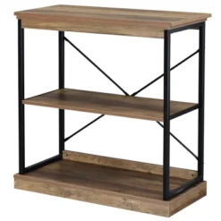 HOMCOM 2-Tier Shelf, Modern Style Bookshelf With Metal Frame For Living Room, Bedroom, And Office, Brown -Homcom GUEST f827f6ba 700e 4156 a978 6edf41037992
