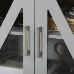 HOMCOM TV Cabinet Stand For TVs Up To 58", Entertainment Center With Adjustable Shelves, 4 Glass Doors And 4 Cable Holes For Living Room, Gray -Homcom GUEST f8bcda7a 4867 4f94 9b6d eeecff453e10