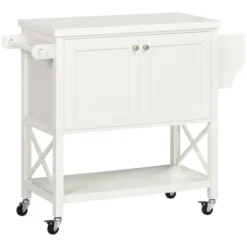 HOMCOM Rolling Kitchen Island On Wheels, Utility Serving Cart With Rubberwood Top, Towel Rack, Spice Rack And Storage Cabinet 13 HOMCOM Rolling Kitchen Island On Wheels, Utility Serving Cart With Rubberwood Top, Towel Rack, Spice Rack And Storage Cabinet -Homcom GUEST f9457e4a 290f 44e0 83eb 9c86516726a5