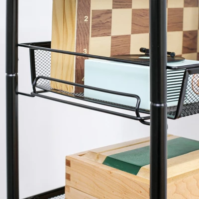 HOMCOM 5 Tier Utility Rolling Cart, Metal Storage Cart, Kitchen Cart With Removable Mesh Baskets, For Living Room, Laundry, Garage And Bathroom, Black 5 HOMCOM 5 Tier Utility Rolling Cart, Metal Storage Cart, Kitchen Cart With Removable Mesh Baskets, For Living Room, Laundry, Garage And Bathroom, Black - Image 5