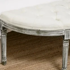 HOMCOM Vintage Semi-Circle Hallway Bench Tufted Upholstered Velvet-Touch Fabric Accent Seat With Rubberwood Legs, Off White 11 HOMCOM Vintage Semi-Circle Hallway Bench Tufted Upholstered Velvet-Touch Fabric Accent Seat With Rubberwood Legs, Off White -Homcom GUEST fa2128e7 2d91 47f1 9bf9 3ee0a9ac312e