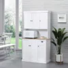 HOMCOM Buffet With Hutch, Kitchen Pantry Storage Cabinet With Microwave Oven Countertop, Drawer, And Cupboards, White