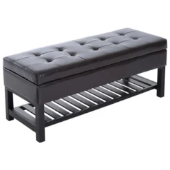 HomCom 44" Tufted Faux Leather Ottoman Storage Bench With Shoe Rack -Homcom GUEST fb3e71cd bc5b 4245 8eee 6af816001aff