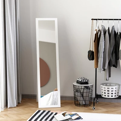HOMCOM Full Length Glass Mirror, Freestanding Or Wall Mounted Dress Mirror For Bedroom, Living Room, Bathroom, White 2 HOMCOM Full Length Glass Mirror, Freestanding Or Wall Mounted Dress Mirror For Bedroom, Living Room, Bathroom, White - Image 2