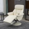 HOMCOM Manual Recliner, Swivel Lounge Armchair With Side Pocket, Footrest And Cup Holder For Living Room, Cream White