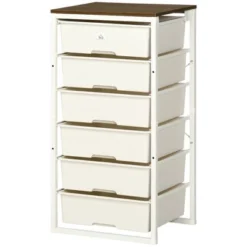 HOMCOM Dresser Storage Drawers With 6 Plastic Bins And Steel Frame, Crafting Bins For Living Room, Bedroom, White 7 HOMCOM Dresser Storage Drawers With 6 Plastic Bins And Steel Frame, Crafting Bins For Living Room, Bedroom, White -Homcom GUEST fdc856c0 ac81 451a 8bf6 0bbfff57c4b2
