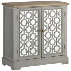 HOMCOM Farmhouse Storage Cabinet, Sideboard Buffet Cabinet With Double Glass Doors And Solid Wood Countertop For Kitchen, Living Room -Homcom GUEST fe7be5c2 1395 4cc0 885b 27cfbf118817